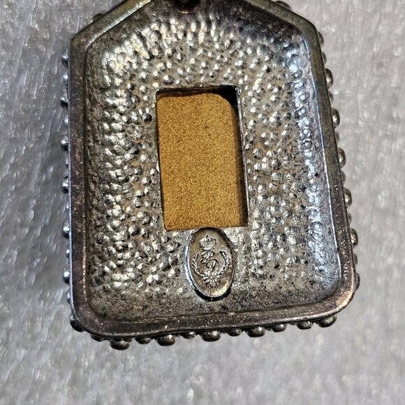 VTG Gothic Necklace Purple Faceted Pendant Magnetic Front Closure Silver Tone - Picture 8 of 10